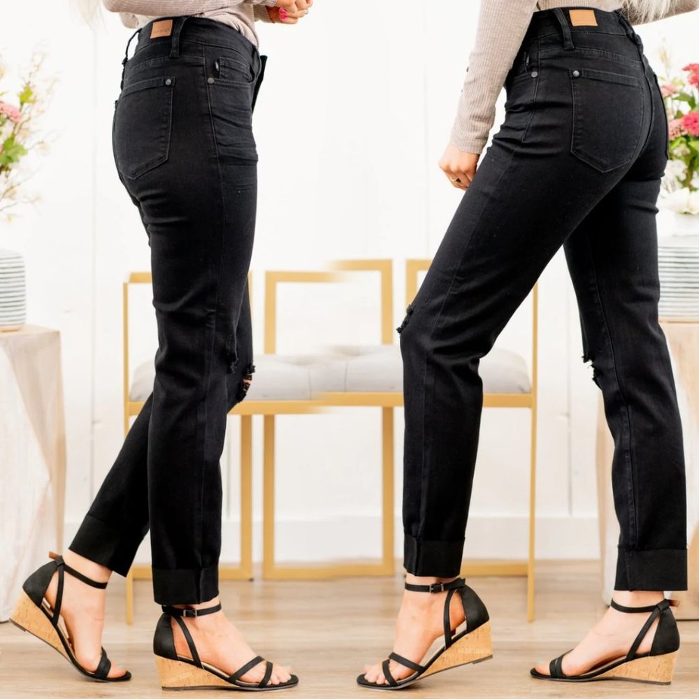 NWT Judy Blue Slim Fit High Rise Black Denim Jeans Size 26 - Picture 4 of 13